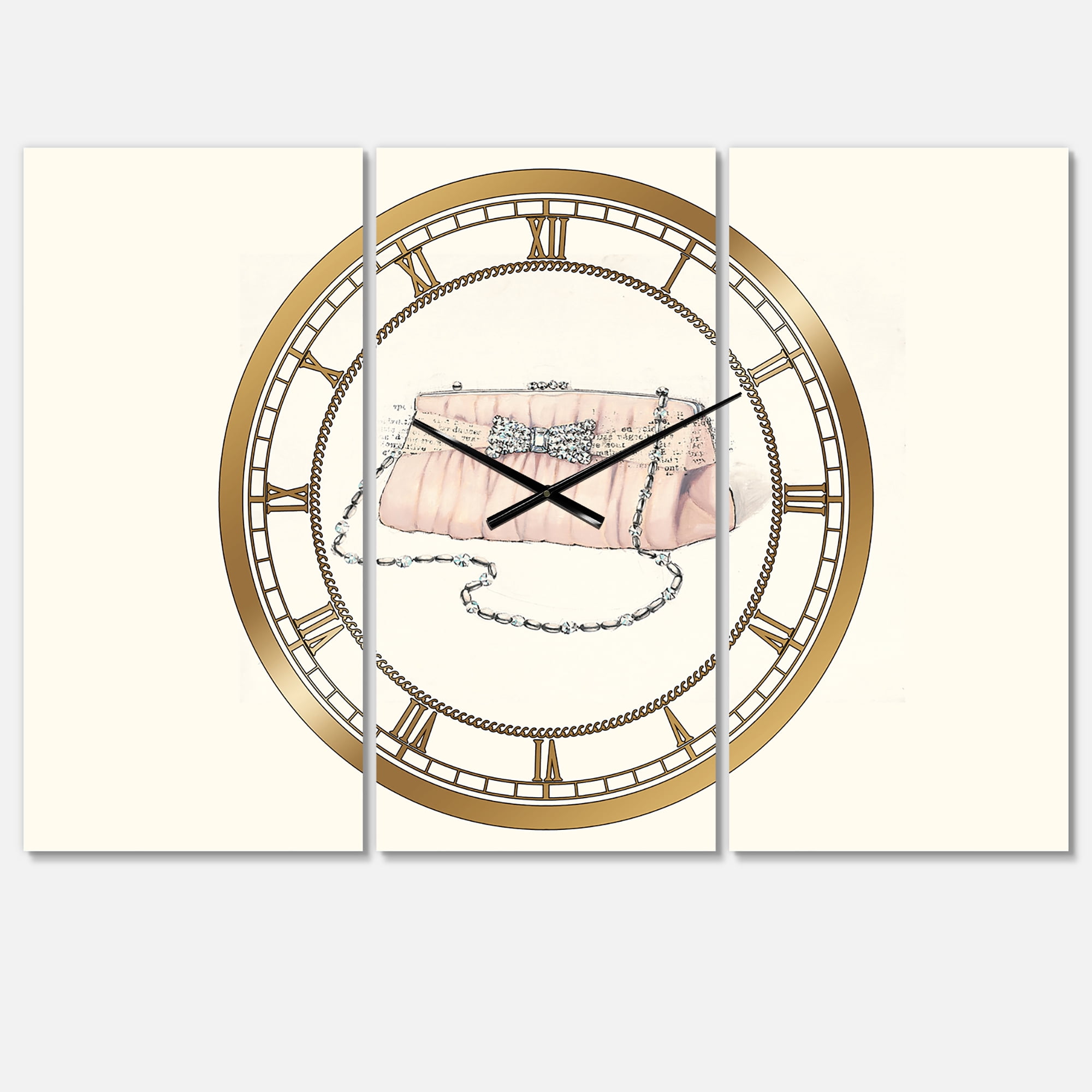 Designart 'Glamorous Sparkle Purse II' Traditional wall clock