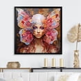 thumbnail image 1 of Designart "Glamour Portrait of Woman with Pink Butterflies I" Fashion Framed Wall Art Decor - Glam Pink Woman Glam Entryway Framed Wall Art, 1 of 6