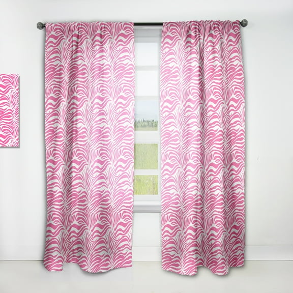 Designart 'Glamour Zebra Animal Pink Pattern' Mid-Century Modern Curtain Panel