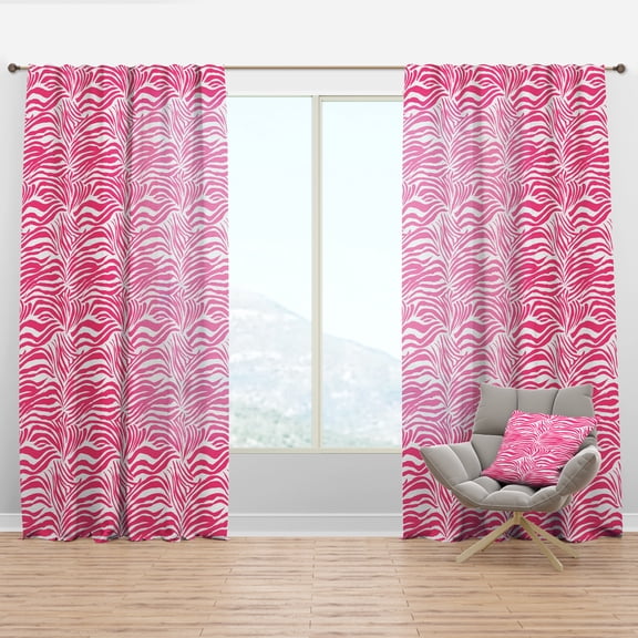 Designart 'Glamour Zebra Animal Pink Pattern' Mid-Century Modern Curtain Panel