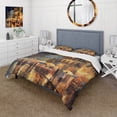 thumbnail image 1 of Designart "Gleaming Facades Brown And Green II" City Art Deco Bedding Covert Set - Industrial Brown Cityscapes Bed Set With 2 Shams, 1 of 6