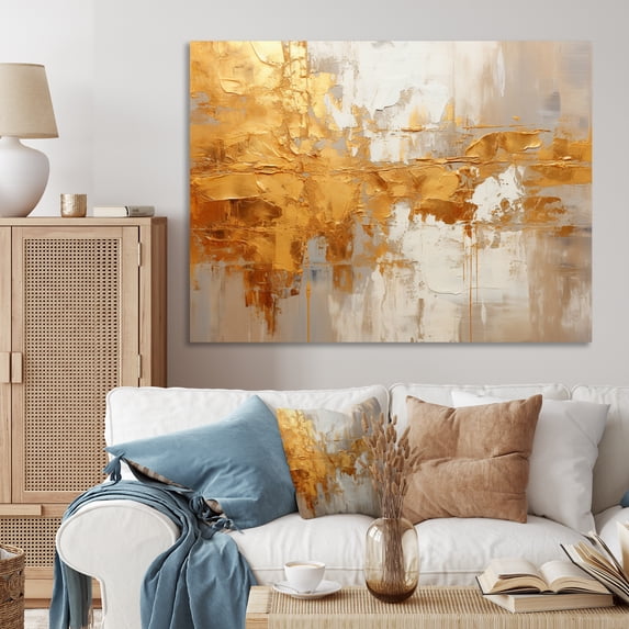Designart "Gleaming Gold VI" Abstract Collages Canvas Print