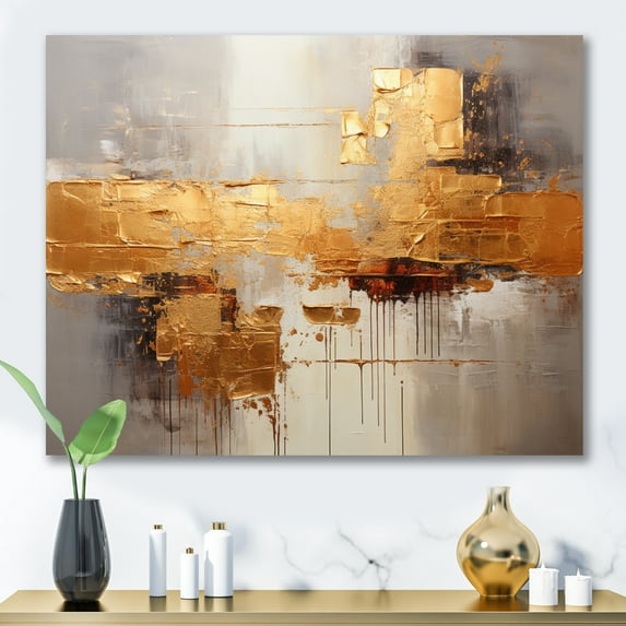 Designart "Gleaming Gold VII" Abstract Collages Wall Decor