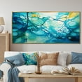 thumbnail image 1 of Designart "Gleaming Ink in Green and Yellow III" Oversized Abstract Framed Wall Art - Transitional Blue Abstract Collages Living Room Framed Canvas Art, 1 of 7