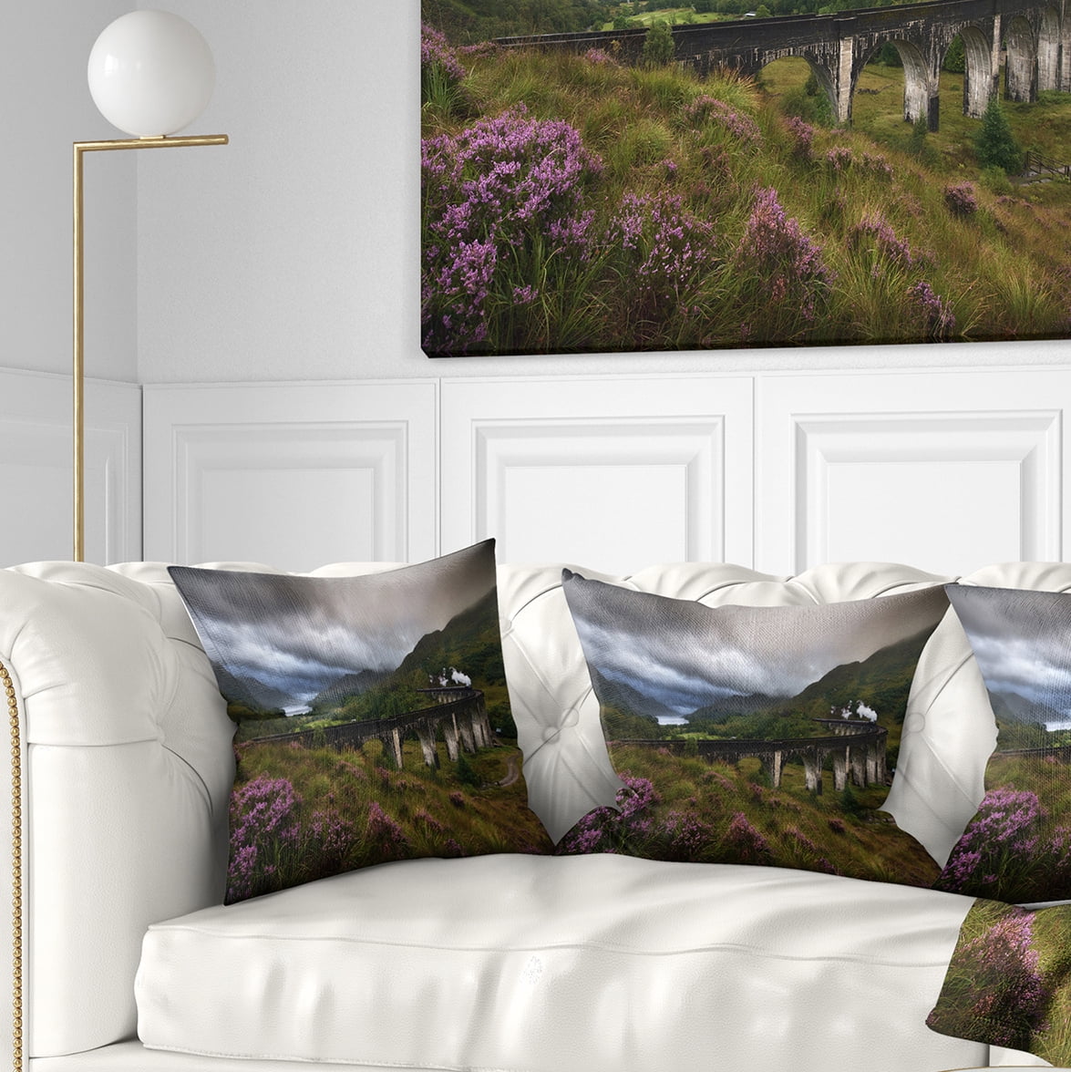 Designart Glenfinnan Viaduct Scotland - Landscape Photography Throw Pillow - 18x18