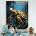 thumbnail image 1 of Designart "Glimmering Turtle In The Deep" Animals Turtle Floater Framed Canvas Prints, 1 of 5