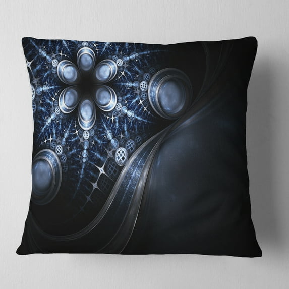 Designart Glittering Curvy Stylish Fractal Flower - Floral Throw Pillow - 16x16