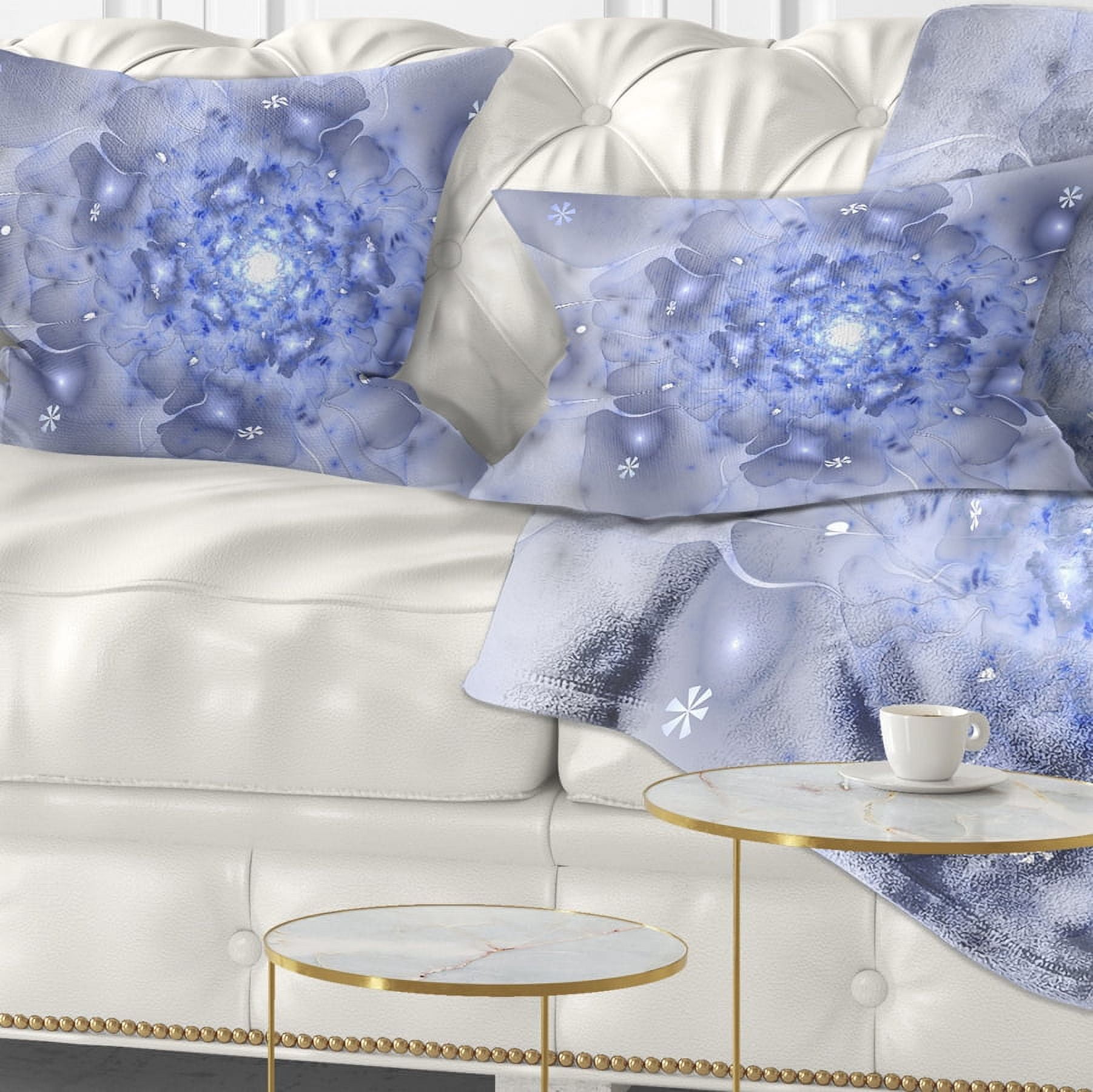 Designart Glittering Gold Purple Fractal Flower - Floral Throw Pillow - 12x20