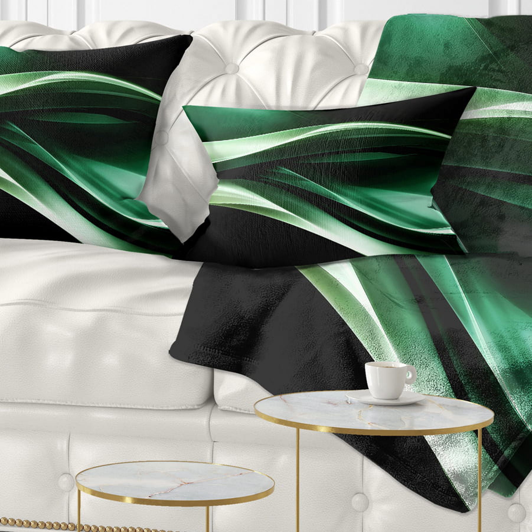 Designart Glittering Green Pattern - Abstract Throw Pillow - 12x20