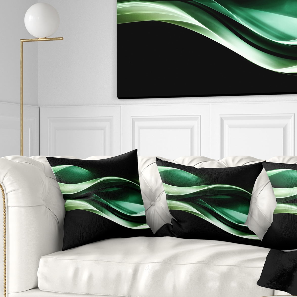 Designart Glittering Green Pattern - Abstract Throw Pillow - 16x16