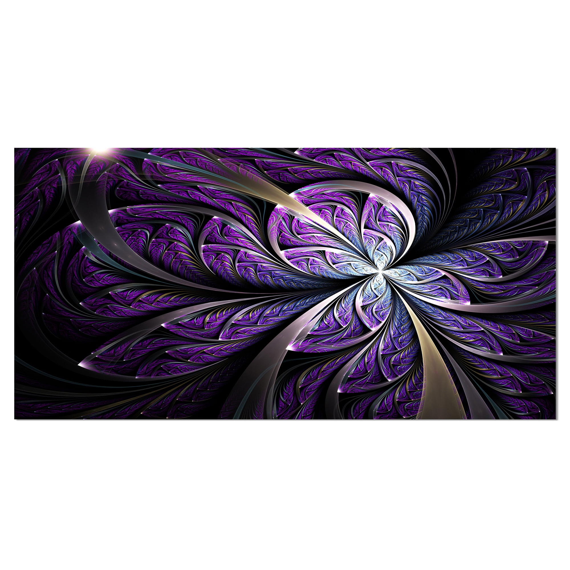 Large Purple and Black Floral Canvas Art Print, 40" x 20"