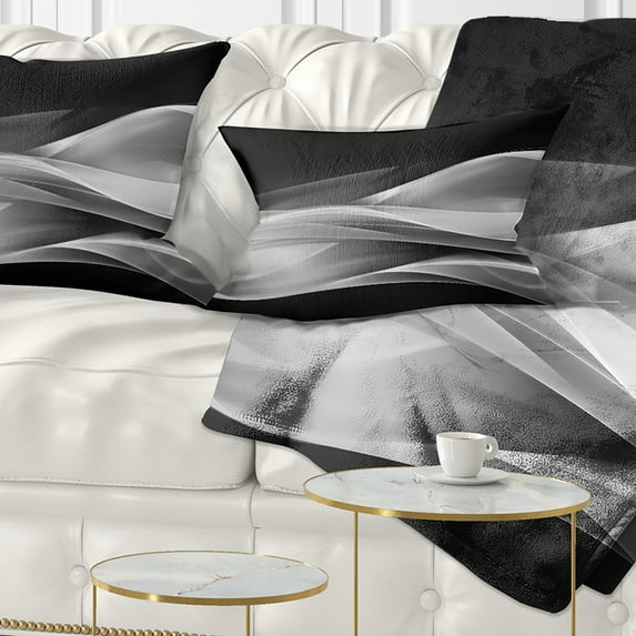 Designart Glittering Silver Pattern - Abstract Throw Pillow - 12x20