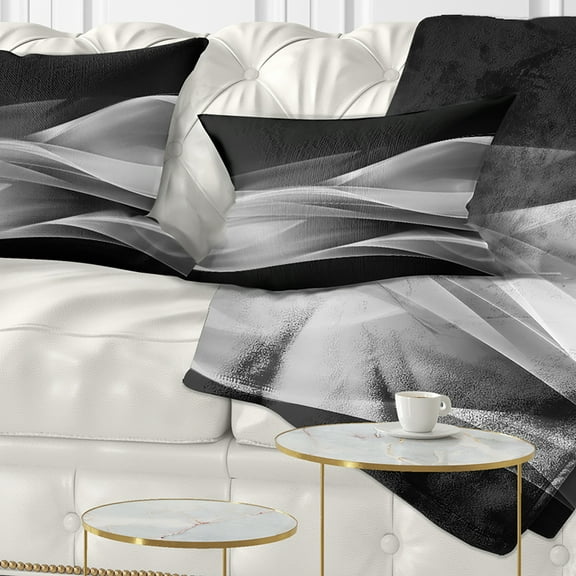 Designart Glittering Silver Pattern - Abstract Throw Pillow - 12x20