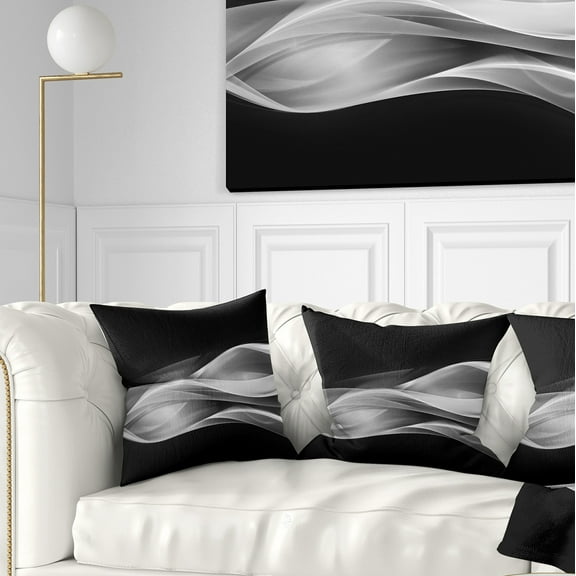 Designart Glittering Silver Pattern - Abstract Throw Pillow - 16x16