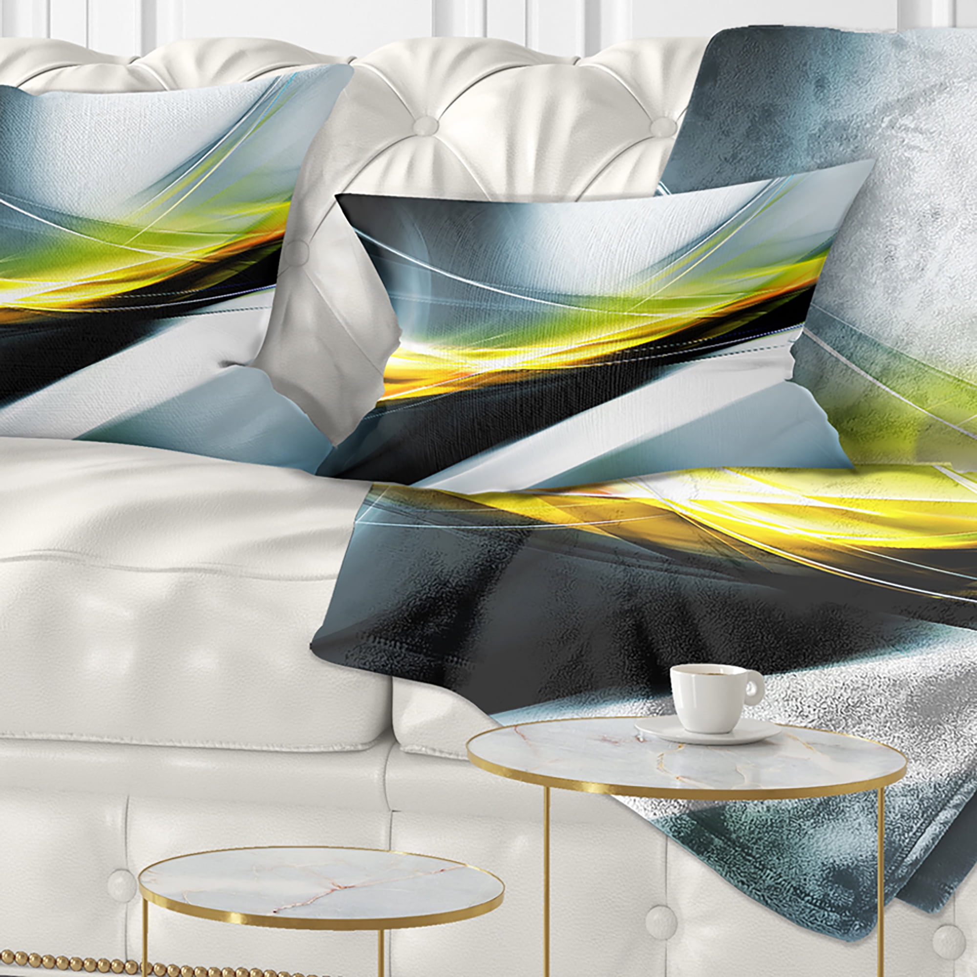 Designart Glittering Yellow Pattern - Abstract Throw Pillow - 12x20