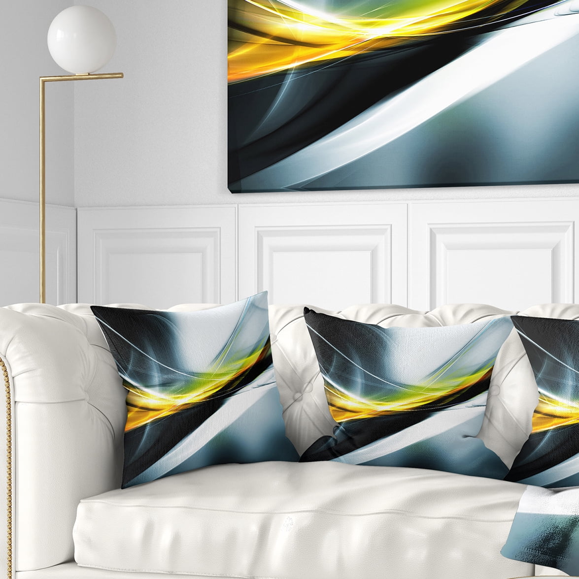 Designart Glittering Yellow Pattern - Abstract Throw Pillow - 16x16