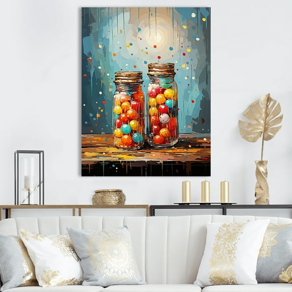 Designart "Glitzy Gumballs In Pop Art Portrait I" Pop Art Wall Decor
