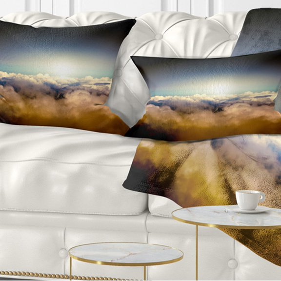 Designart Gloomy Sky above Clouds - Contemporary Landscape Printed Throw Pillow - 12x20