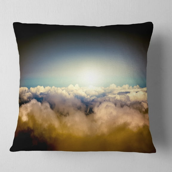 Designart Gloomy Sky above Clouds - Contemporary Landscape Printed Throw Pillow - 16x16