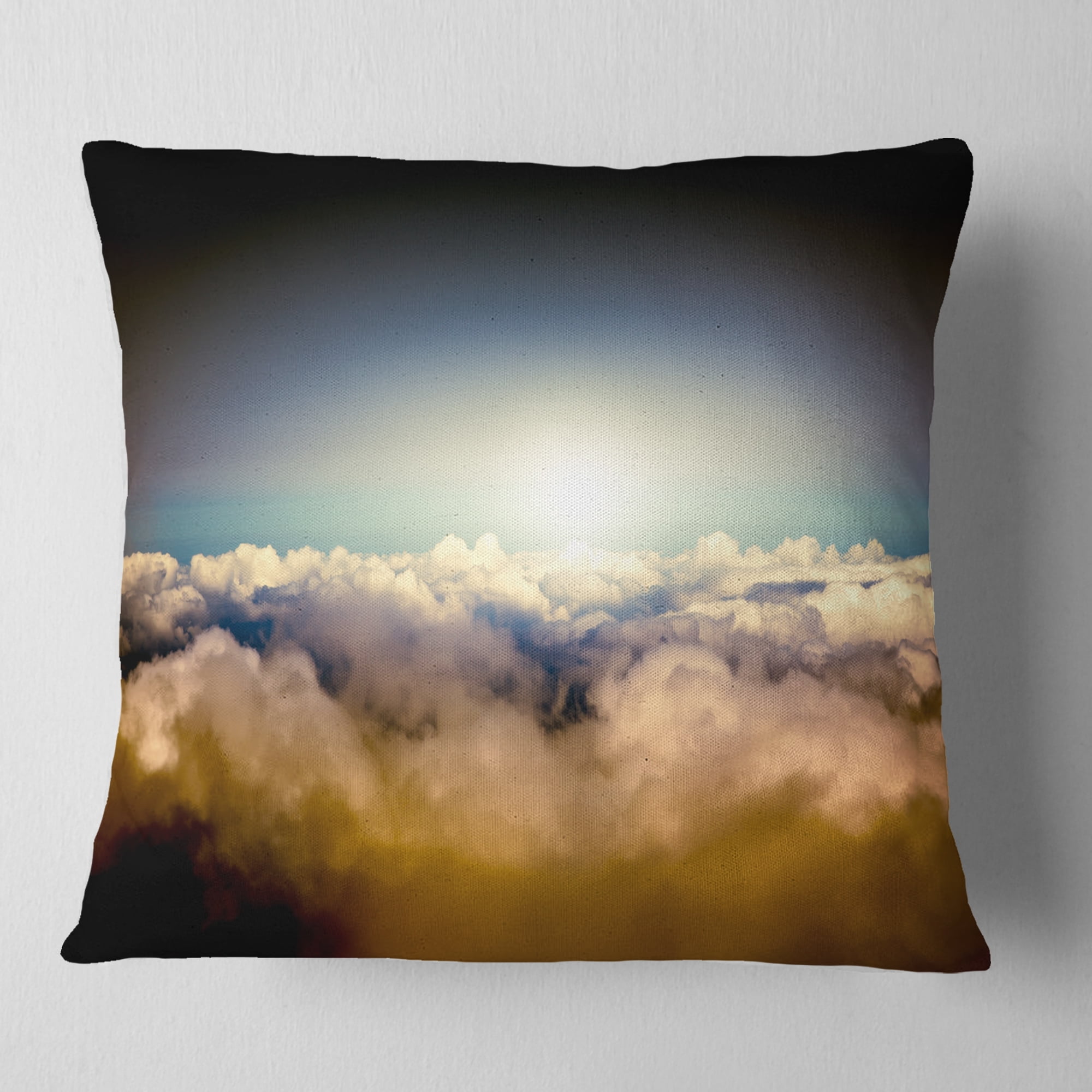 Designart Gloomy Sky above Clouds - Contemporary Landscape Printed Throw Pillow - 18x18