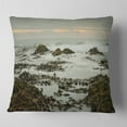 thumbnail image 1 of Designart Gloomy Sunset over Rocks and Waves - Seascape Throw Pillow - 16x16, 1 of 4