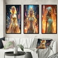 thumbnail image 1 of Designart "Glorious Cyberpunk Urban Goddess of Tokyo I" Cyberpunk Woman Framed Wall Art Set Of 3 - Gold Woman Cyberpunk Frame Canvas Set For Living Room Decor, 1 of 6
