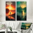 thumbnail image 1 of Designart "Glorious Sunset Viewed by Lakeside I" Landscape Lake Wall Art Set Of 2 - Traditional Orange Gallery Wall Set For Home Decor, 1 of 6