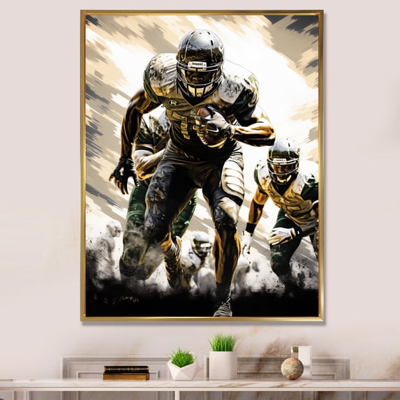 Designart "Glory on the Football Gridiron" Sports Floater Framed Canvas Art Print