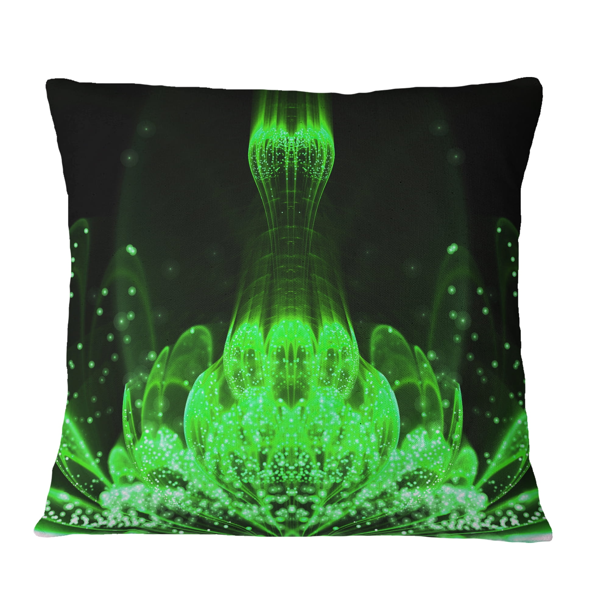 Designart Glossy Bright Green Fractal Flower - Floral Throw Pillow - 18x18