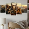 thumbnail image 1 of Designart "Glow Warm Castles Golden art painting" Architecture Metal Art Print Set, 1 of 5