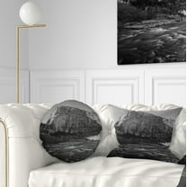 Designart Glow of Morning Dark - Landscape Photography Throw Pillow - 12x20