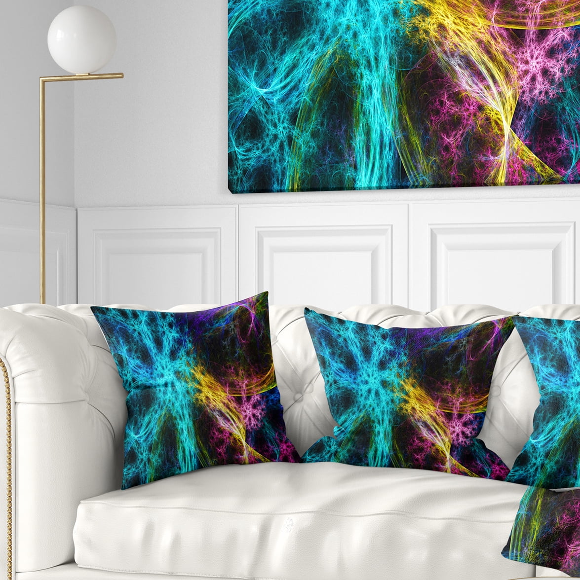 Designart Glowing Abstract Fireworks - Abstract Throw Pillow - 18x18