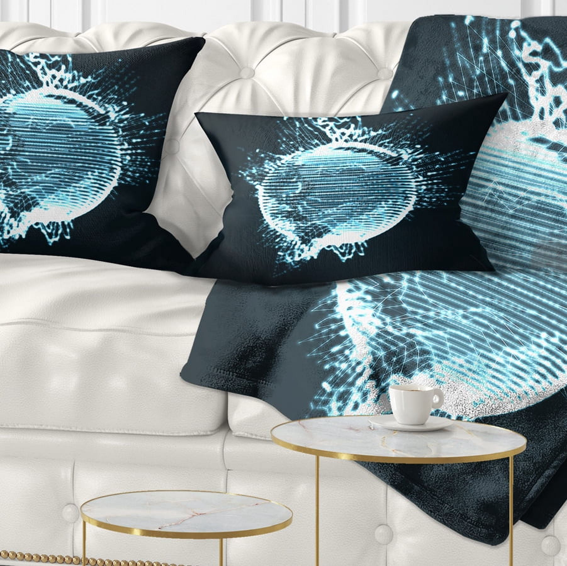 Designart Glowing Blue 3D Sphere - Abstract Throw Pillow - 12x20
