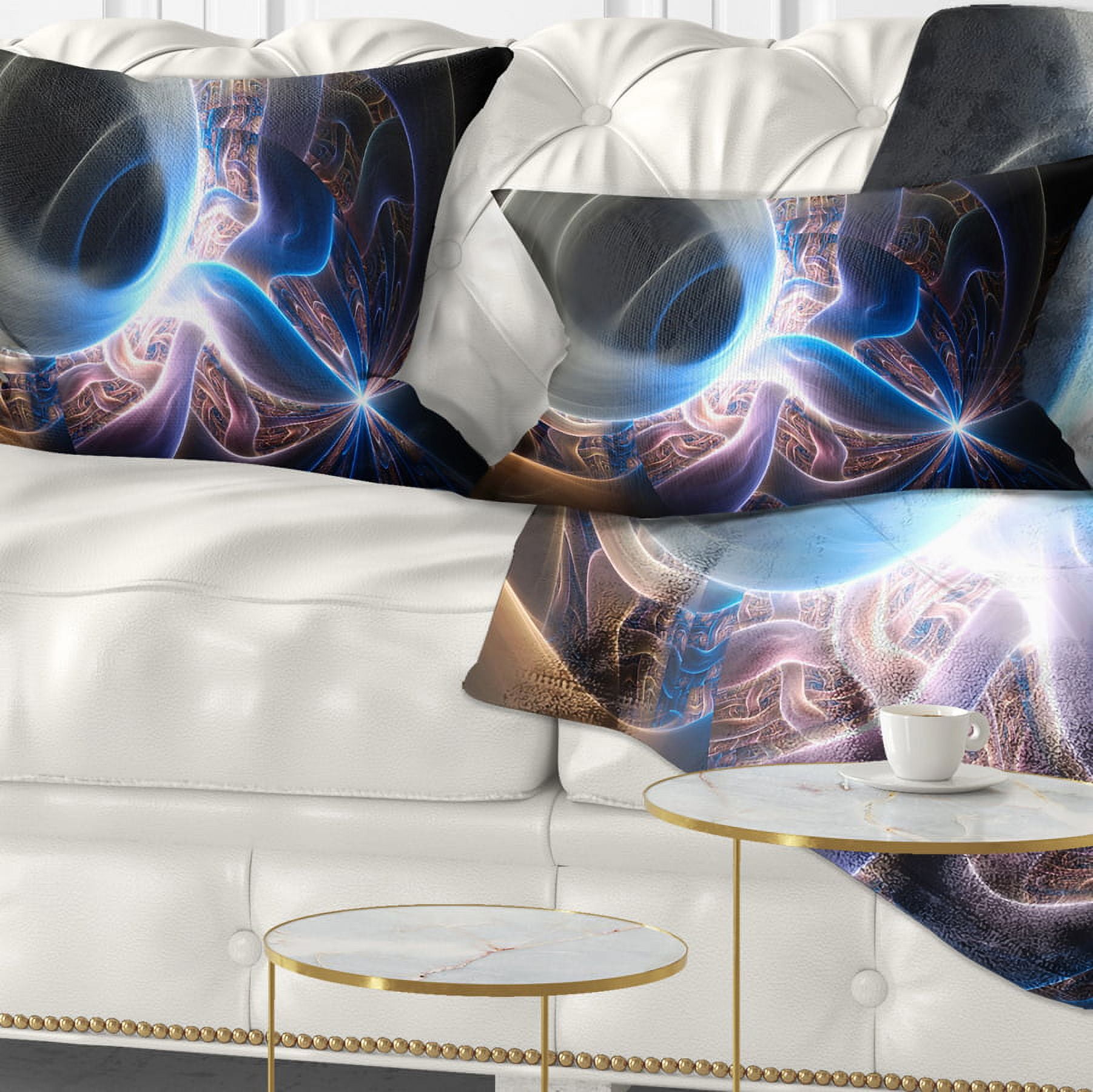 Designart Glowing Blue Silver Plasma - Abstract Throw Pillow - 12x20
