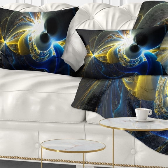 Designart Glowing Blue Yellow Plasma - Abstract Throw Pillow - 12x20
