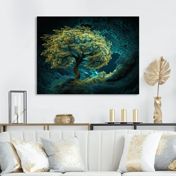 Designart "Glowing Bonsai Tree II" Tree Floral Canvas Print
