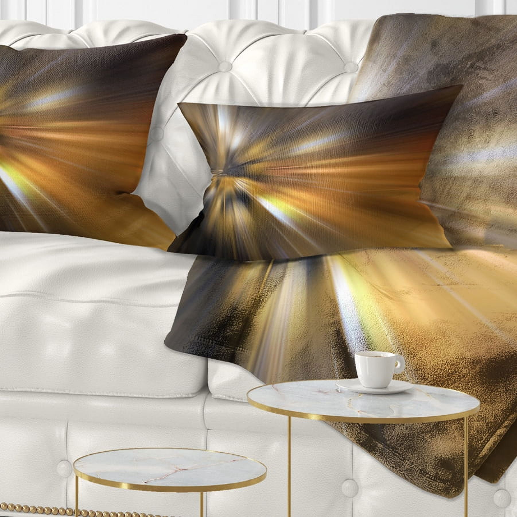 Designart Glowing Brown Focus Light - Abstract Throw Pillow - 12x20