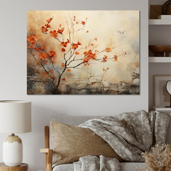 Designart "Glowing Embers Maple Trees wall art I" Floral Canvas Wall Art
