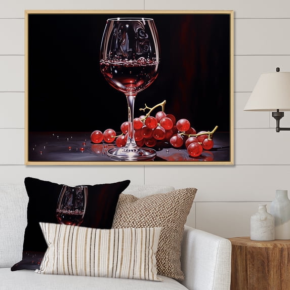Designart "Glowing Garnet" Wine Floater Framed Canvas Art Print