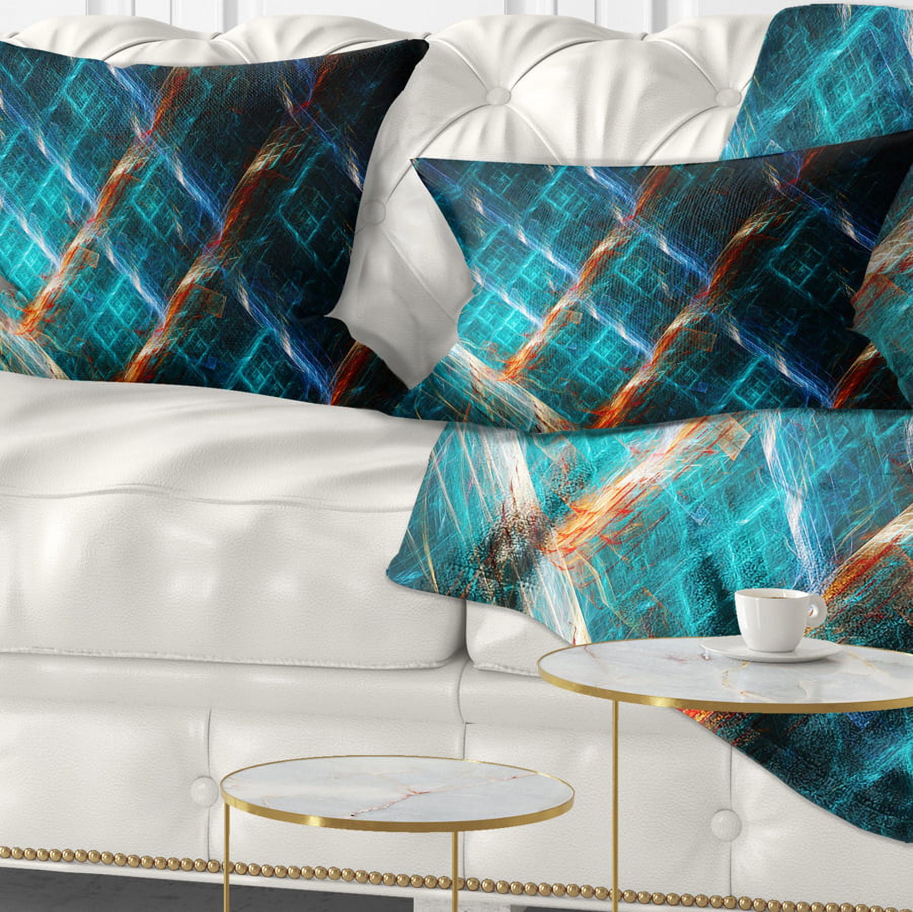 Designart Glowing Green Fractal Grill - Abstract Throw Pillow - 12x20