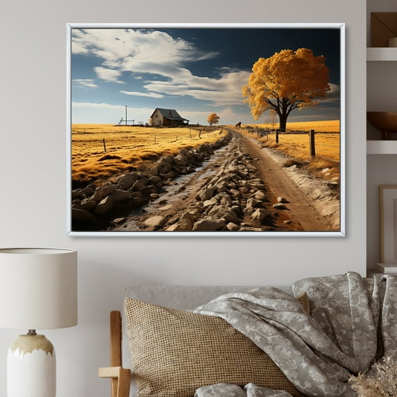 Designart "Glowing Harvest on the Farm" Farm Floater Framed Canvas Print