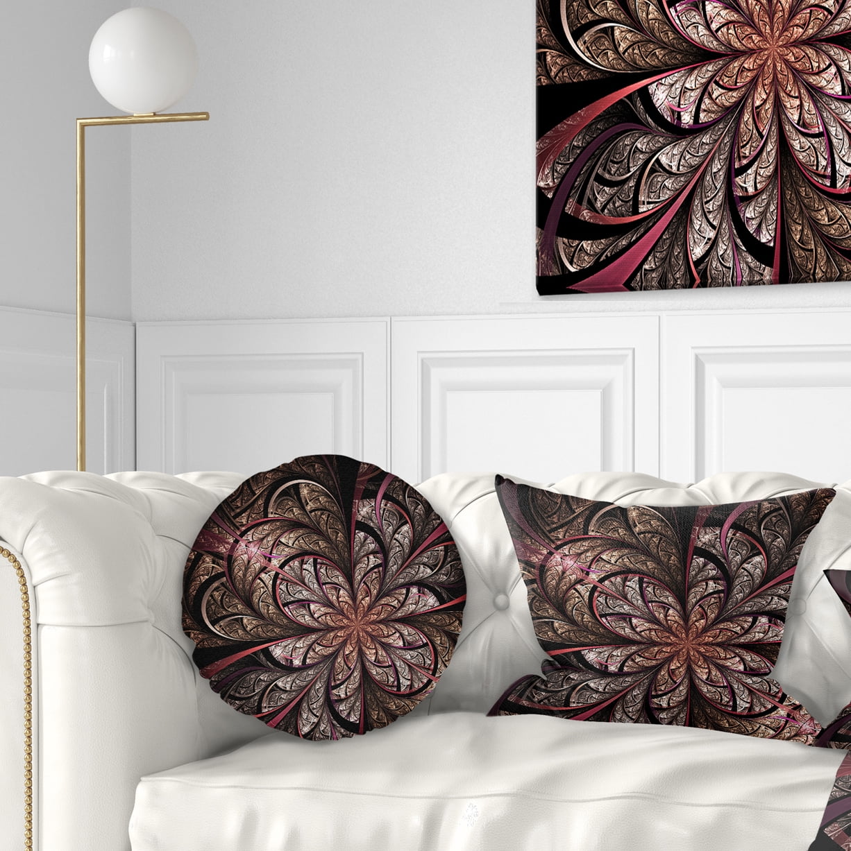 Designart Glowing Large Fractal Flower Design - Floral Throw Pillow - 12x20
