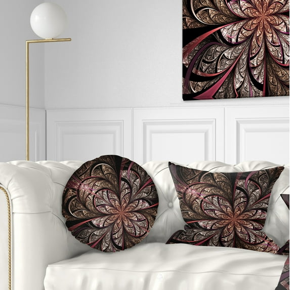 Designart Glowing Large Fractal Flower Design - Floral Throw Pillow - 12x20