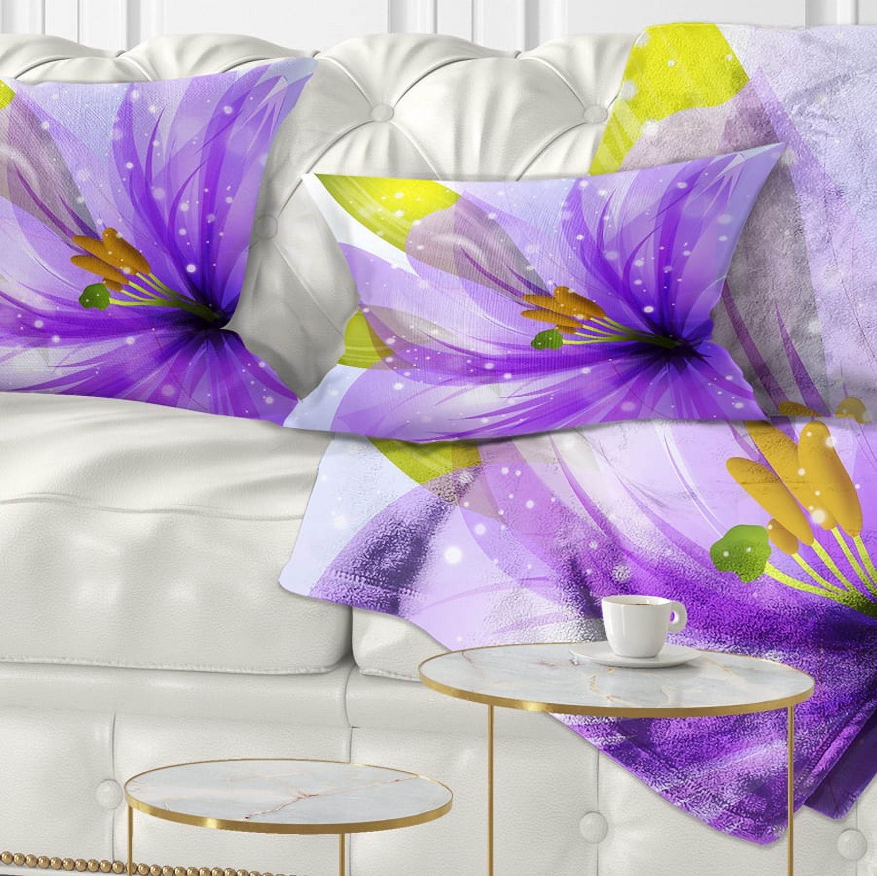 Designart Glowing Lily Flower - Floral Throw Pillow - 12x20