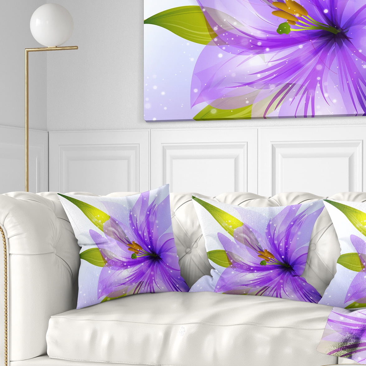 Designart Glowing Lily Flower - Floral Throw Pillow - 18x18