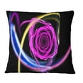 thumbnail image 1 of Designart Glowing Purple Neon Rose - Floral Throw Pillow - 16x16, 1 of 1