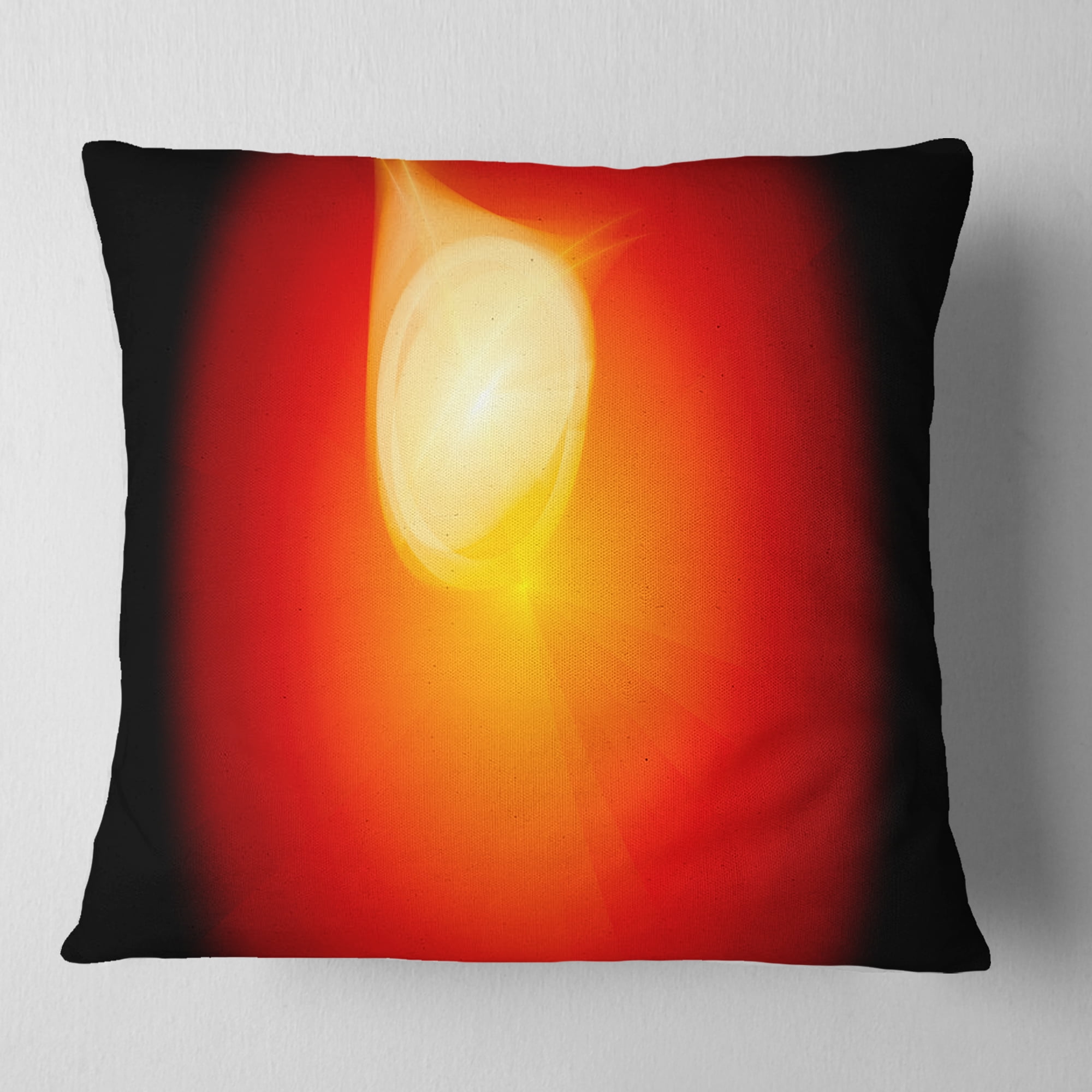 Designart Glowing Red Misty Sphere - Abstract Throw Pillow - 16x16