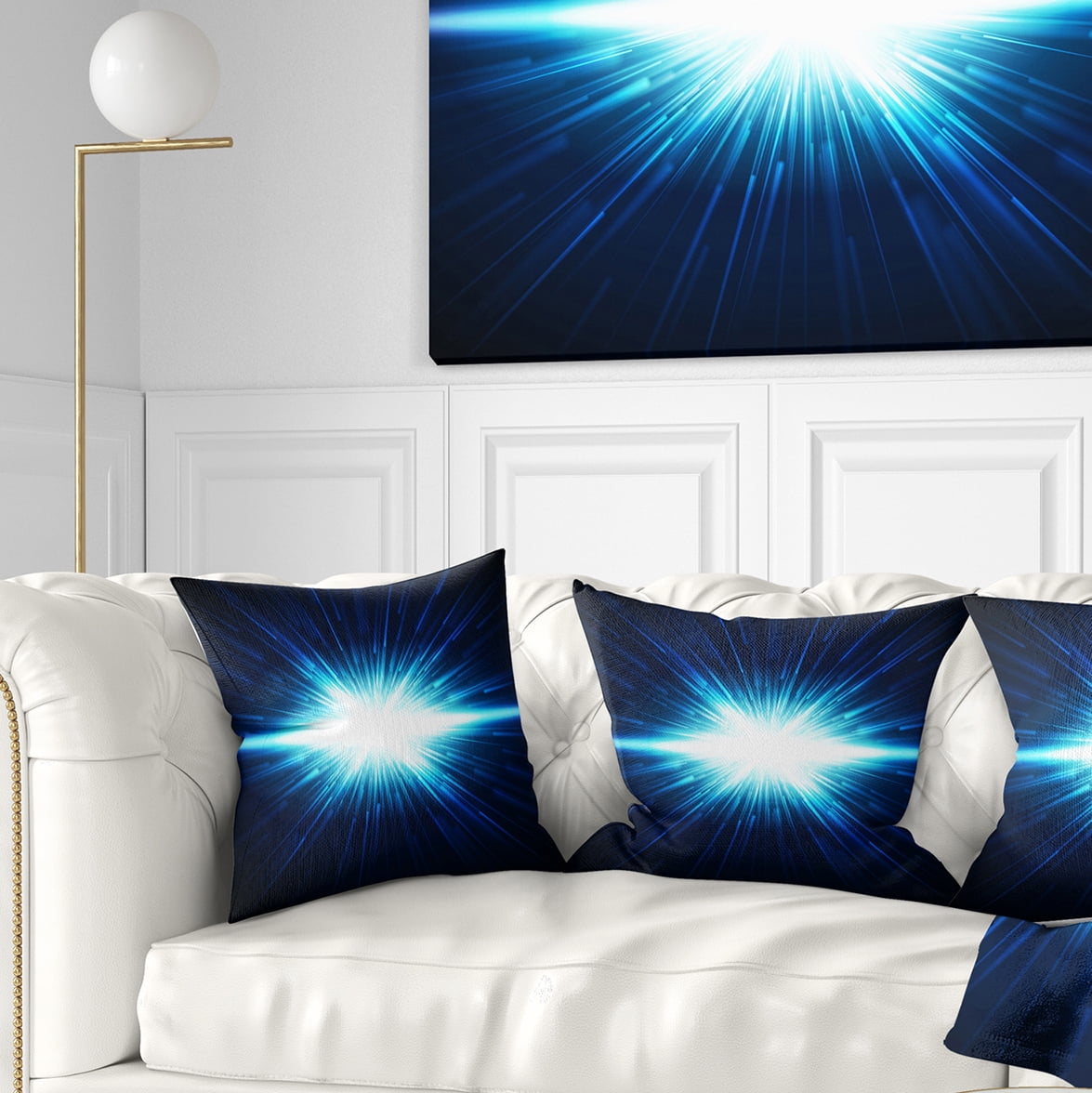 Designart Glowing Space in Dark Blue - Abstract Throw Pillow - 18x18