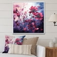 thumbnail image 1 of Designart "Glowing Twilight Poppies in Blue and Pink Meadow II" Floral Framed Wall Art - Pink Poppies Bedroom Framed Canvas Wall Art, 1 of 6