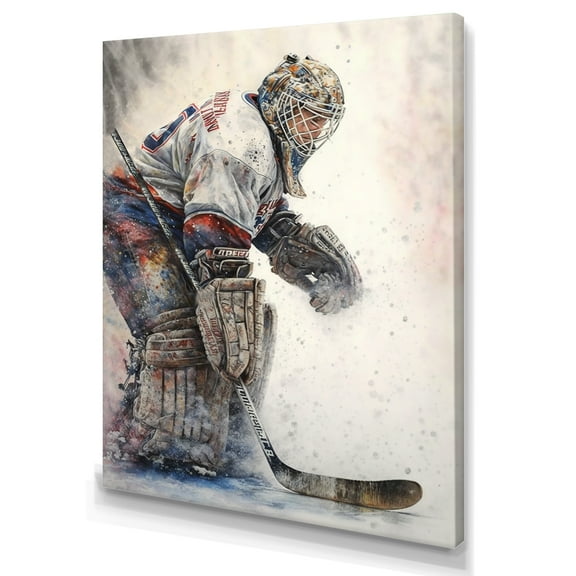 Designart Goal Keeper During Hockey Game II Canvas Wall Art